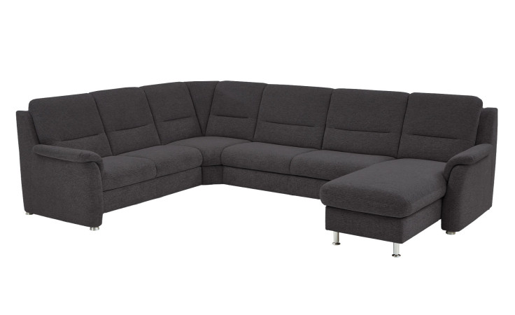 Basis-Wohnlandschaft plano|FORM Genua in einerm Bezugsstoff in Anthrazit. Schrägeansicht