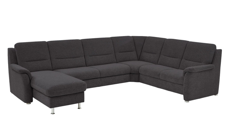 Basis-Wohnlandschaft plano|FORM Genua in einerm Bezugsstoff in Anthrazit. Schrägeansicht