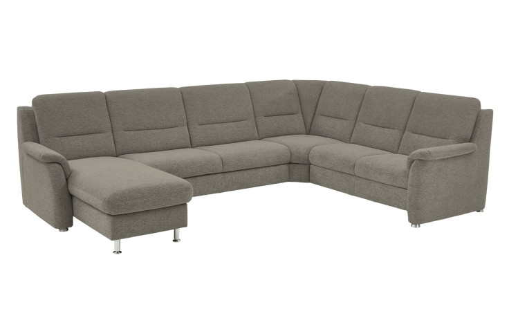 Basis-Wohnlandschaft plano|FORM Genua in einerm Bezugsstoff in Moos. Schrägeansicht