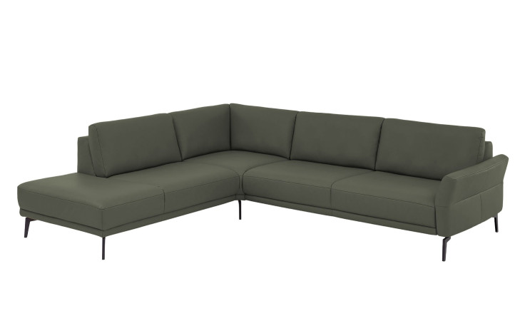 Basis-Ecksofa plano|FORM Formello,in der Fatbausführung Grün, Schrägansicht