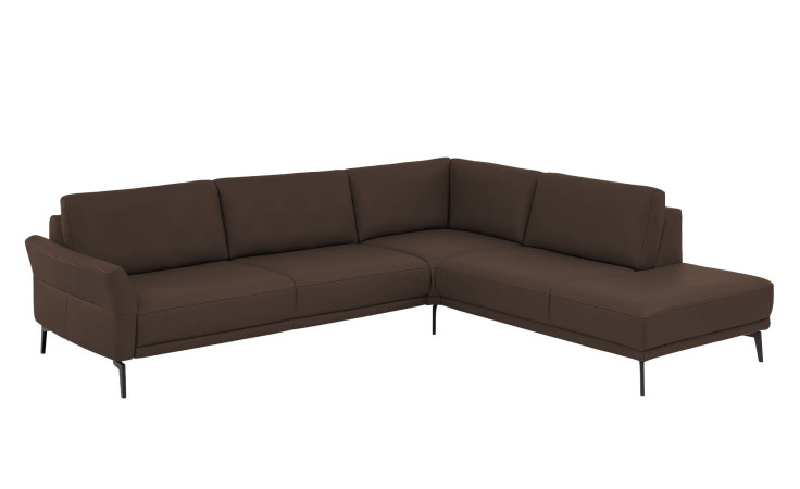 Basis-Ecksofa plano|FORM Formello,in der Fatbausführung Braun, Schrägansicht
