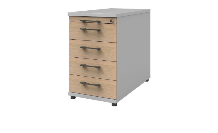 Anstellcontainer Texas mit Front in Eiche Sand und Korpus in Kieselgrau