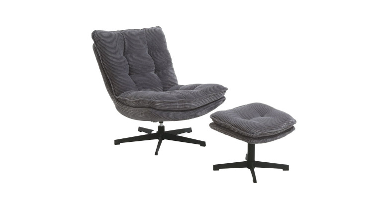 Relaxsessel Kairo mit Hocker in der Farbe Grau