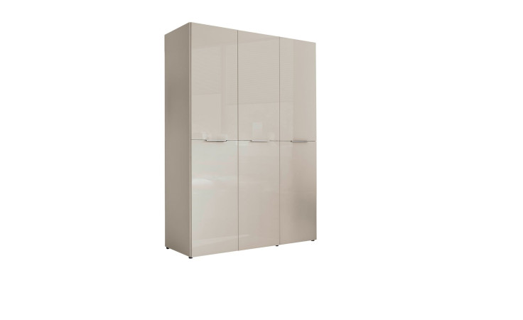 Kleiderschrank Bergamo in Kaschmir mit Glasauflagen, 3 Türen 