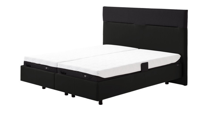 Polsterbett Discovery Classic in einem Bezug in Charcoal in Stoff und Leder.