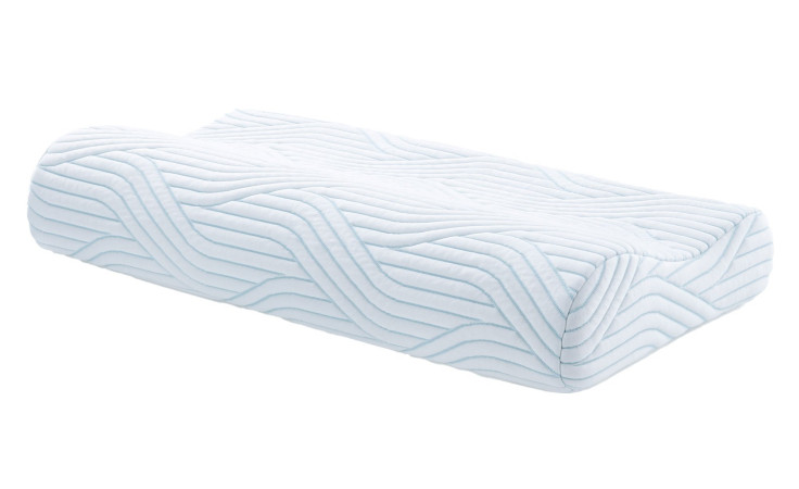 Schlafkissen Discovery SmartCool Shape L in einem weißen Bezug. Schräge Seitenansicht