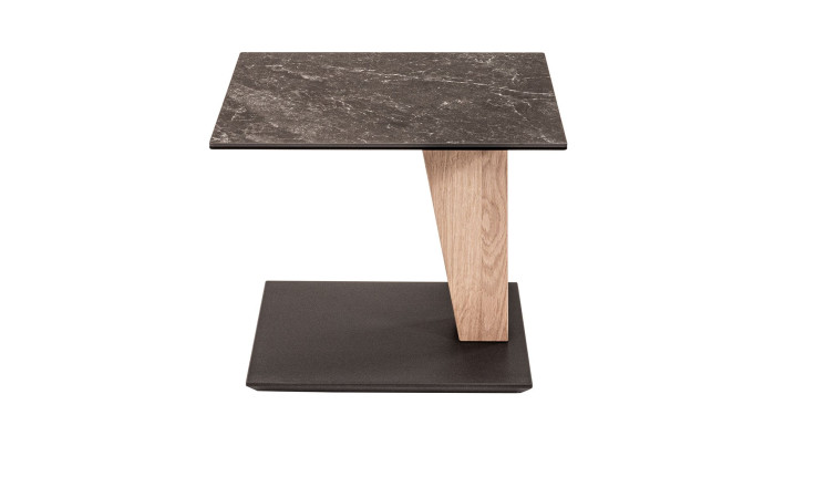 Beistelltisch 731-KNE-WEIX in Schwarz Nero und Wildeiche massiv, seitliche Ansicht