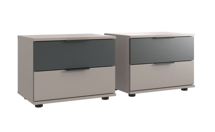 Nachtkommode Washington in der Farbe grau mit Absetzungen in grafit