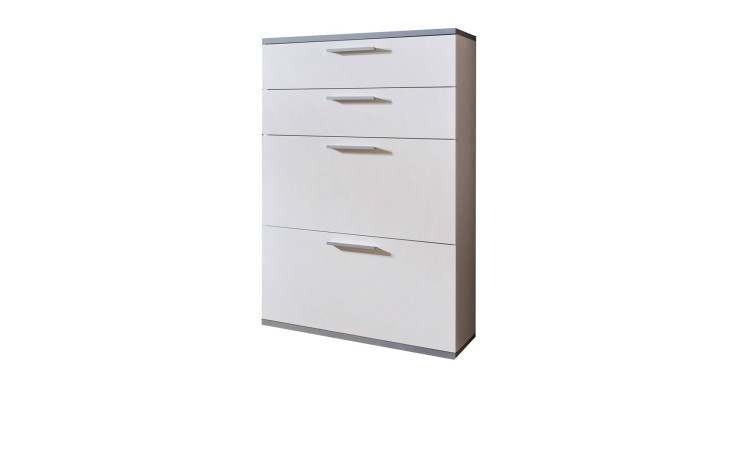 Schuhschrank Medor Initus in Lack Weiß mit 2 Schüben und 2 Klappen