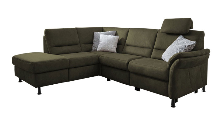 Komfort-Wohnlandschaft plano|FORM Dale mit Kissen dekoriert, in der Farbe Grün