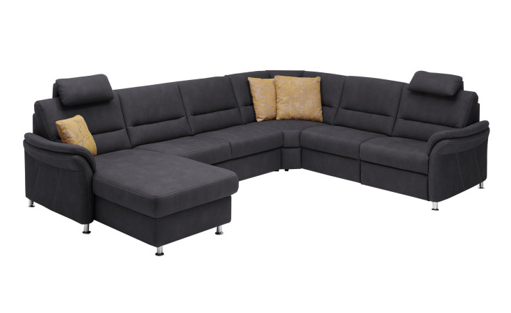 Komfort-Wohnlandschaft plano|FORM Dale, in der Farbausführung Grau, Schrägansicht