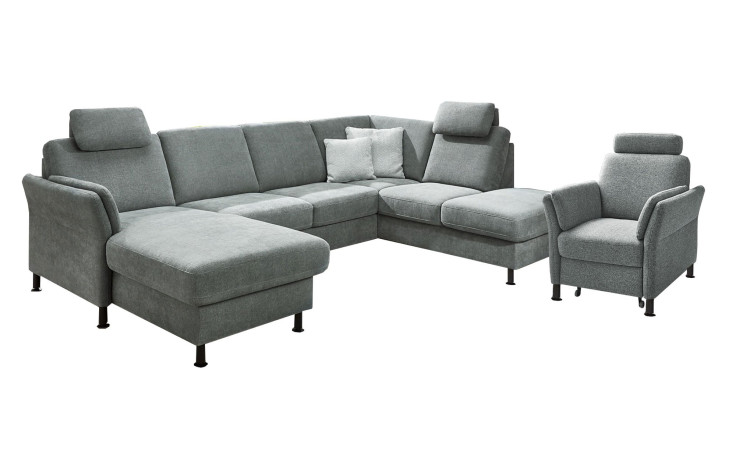 Komfort-Ecksofa plano|FORM Lirio in der Farbausführung Steel