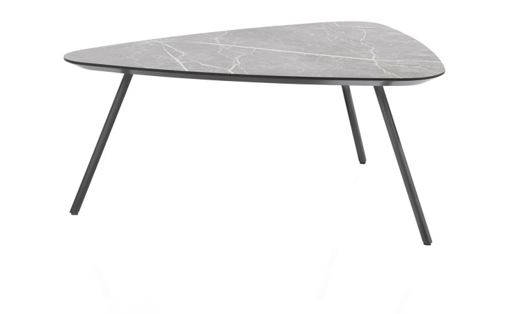 Couchtisch Niora mit Tischplatte in Marmor Dekor und drei Tischbeinen in Graphit