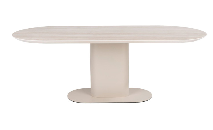 Esstisch Brianto mit einer Platte in Travertinoptik, Farbe creme Metallgestell