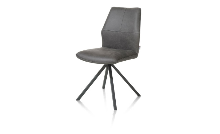 Stuhl Franky mit Bezug aus Microfaser und Leder in Off Black und Gestell aus schwarzem Metall