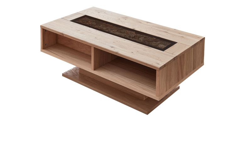 Couchtisch Dublin in Wildeiche und einer Absetzung in Kork.