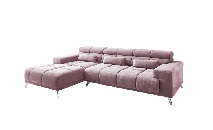 Komfort-Wohnlandschaft Salzburg in der Farbe Flieder. Ottomane auf der linken Seite.