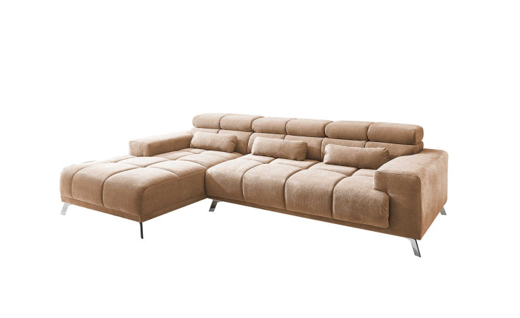 Komfort-Wohnlandschaft Salzburg in der Farbe Natur. Ottoman auf der linken Seite.