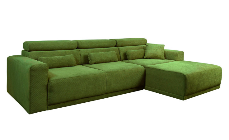 Komfort-Wohnlandschaft Carter in der Farbe Grün, Ottomane auf der rechten Seite.