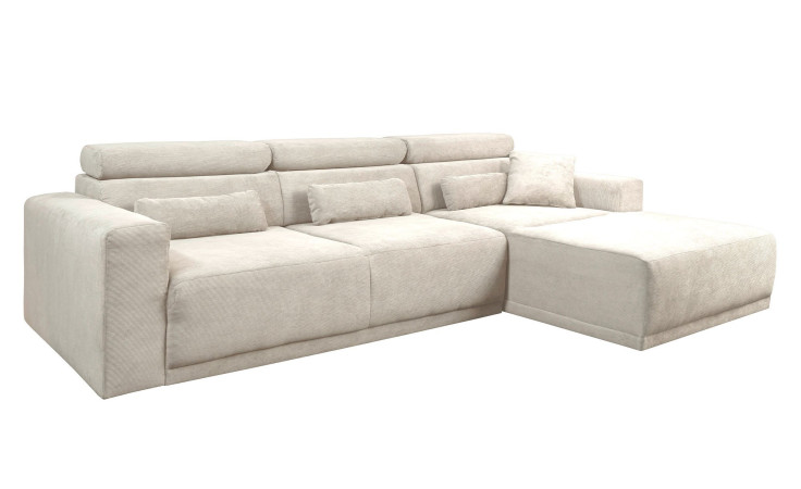 Basis-Wohnlandschaft Carter in der Farbe Creme, Ottomane auf der rechten Seite. 