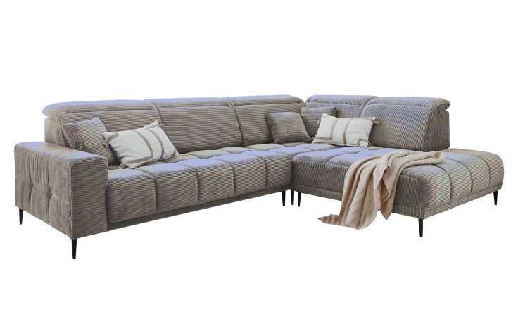 Komfort-Wohnlandschaft Luan in einem dunkelbraunen Cordstoff.