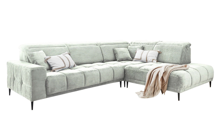 Komfort-Wohnlandschaft Luan in einem weißen Cordstoff.