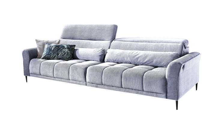 Komfort-Big Sofa Lilly mit einem Cordbezug in Weiß.