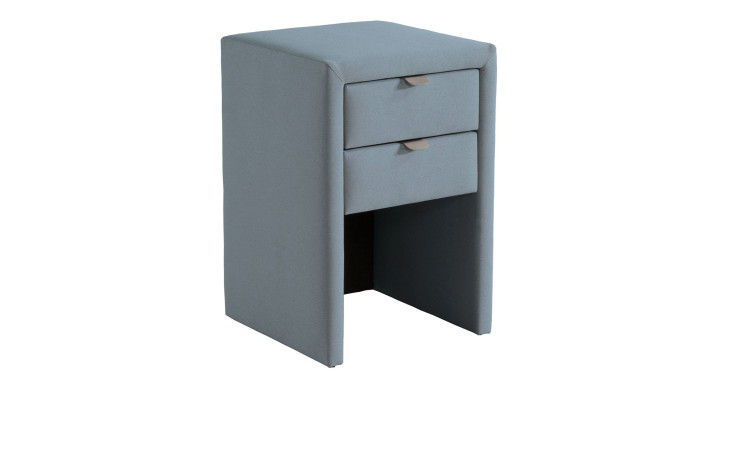 Nachtkonsole Loda 2 in Stoff bezogen in Island Paradise - Blaugrau, mit zwei Schubkästen