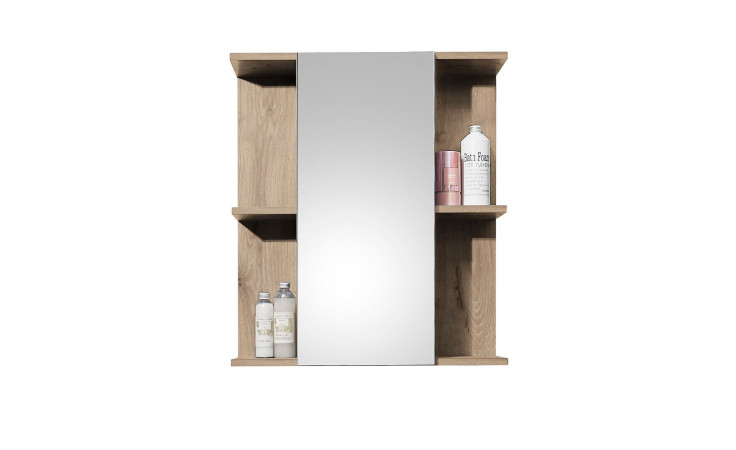 Spiegelschrank mit 4 offene Fäche in der Farbausführung Viking oak / Spiegel, Frontansicht