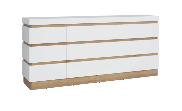 Sideboard Calvi in Alpinweiß mit Holzabsetzung