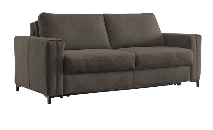 Hukla Basis-Schlafsofa Pickering: dunkelgrau, modern, breite Armlehnen, schwarze Beine, Metallrahmen-Federung.
