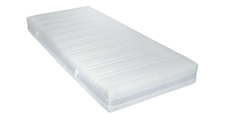 Kaltschaummatratze Moon KS 90 x 200 cm H3 mit einem weißen Doppeltuch-Bezug mit Kaschmir-Anteil.