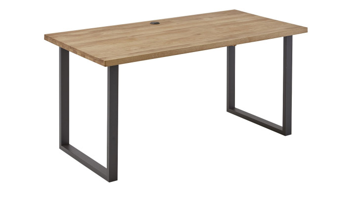 Schreibtisch 110-004 mit einer Eiche Massivholz Tischplatte und einem anthrazitgestell.