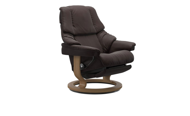 Relaxsessel Stressless Reno L Classic, Bezug: Paloma Echtleder Chocolate, Gestell: Eiche