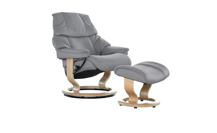 Relaxsessel mit Hocker Stressless Reno (M) Classic, in der Farbausführung Metal Grey