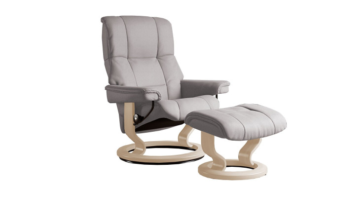 Relaxsessel mit Hocker Stressless Mayfair, in der Farbausführung Light Grey
