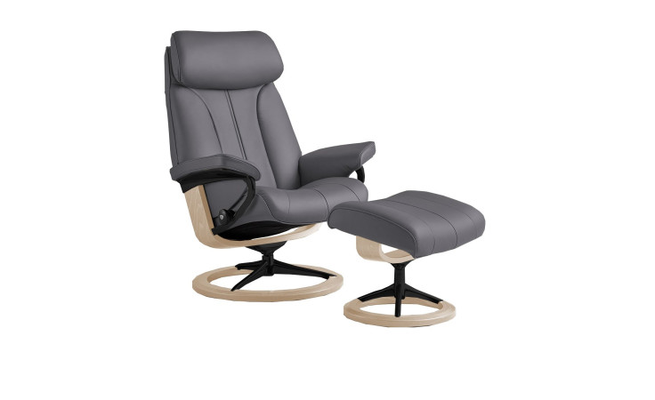 Relaxsessel mit Hocker Stressless Paul (m) Signature, in der Farbausführung Dunkelgrau