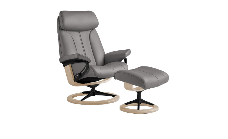 Relaxsessel mit Hocker Stressless Paul (m) Signature, in der Farbausführung Metal Grey