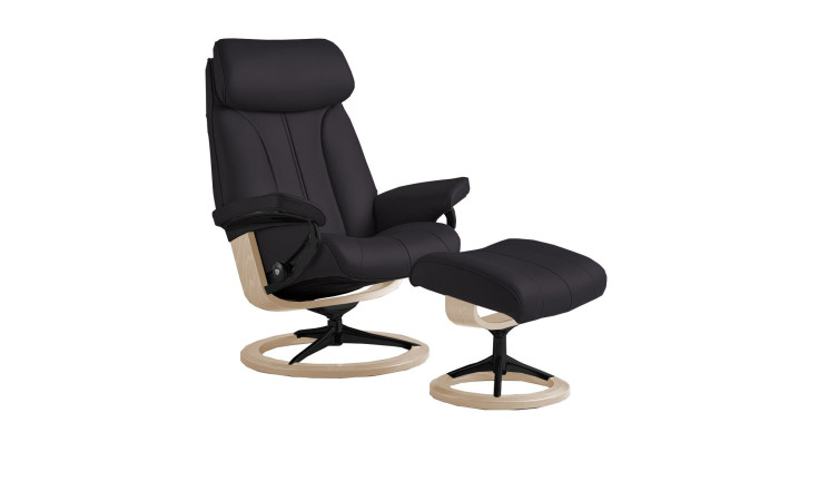 Relaxsessel mit Hocker Stressless Paul (m) Signature, in der Farbausführung Dark Olive