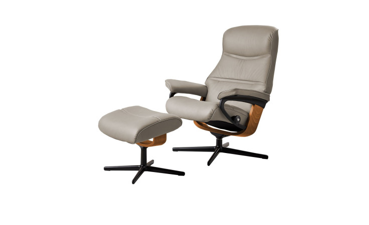 Relaxsessel mit Hocker Stressless Philip (m) Croß. in der Farbausführung Light Grey