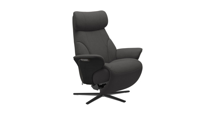 Komfort-Relaxsessel Adam (M) Wood Power Sirius, in der Farbausführung Dark Grey, Schrägansichr