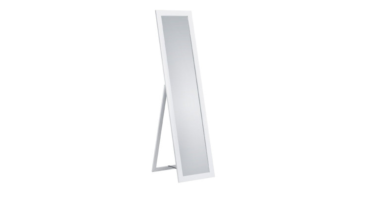Standspiegel Tina  mit einem weißen Rahmen und Ständer in einer rechteckigen Form.
