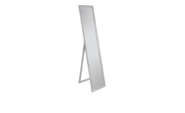 Standspiegel Loreley mit einem silbernen Rahmen und Ständer in einer rechteckigen Form.