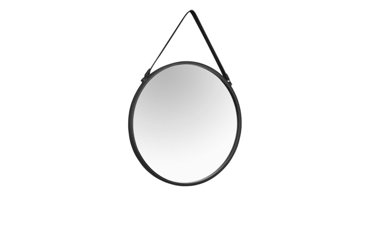 Spiegel Daria mit einem schwarzen Rahmen un Schlaufe in einer runden Form.