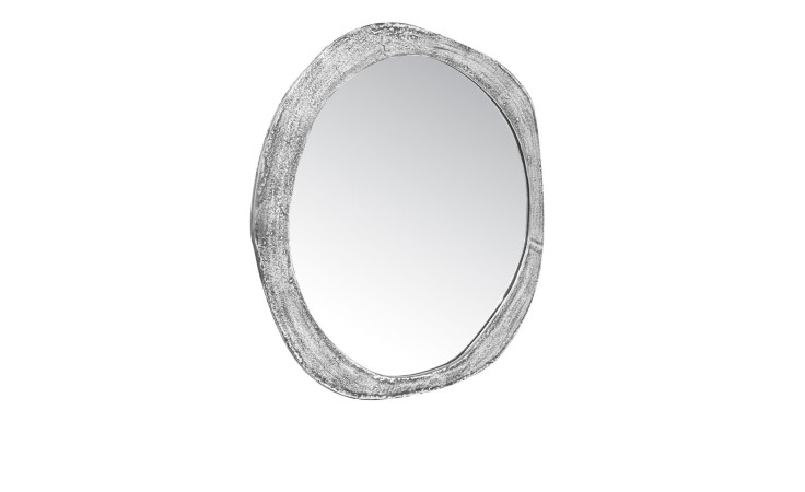 Dekospiegel Lale mit einem Rahmen in silber aus Metall. Schräge Seitenansicht