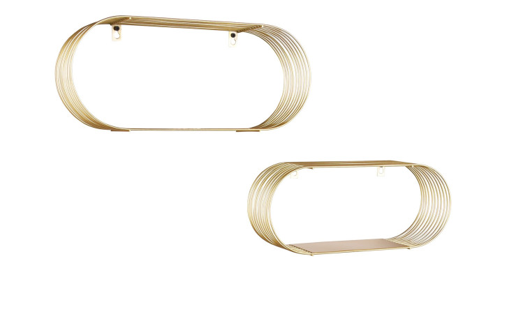 Wandregal 2er-Set Jessica in Gold aus Metall. Schräge Ansicht