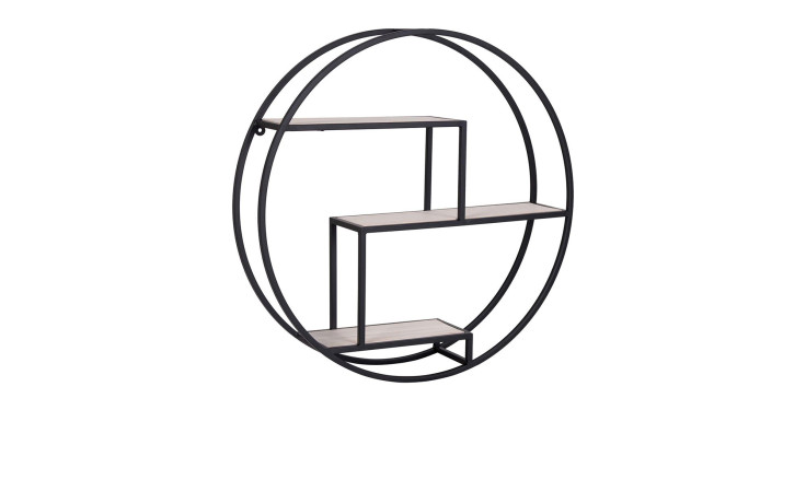 Wandregal Nilla von House Nordic mit Schwarz aus Metall, rund mit 3 Böden