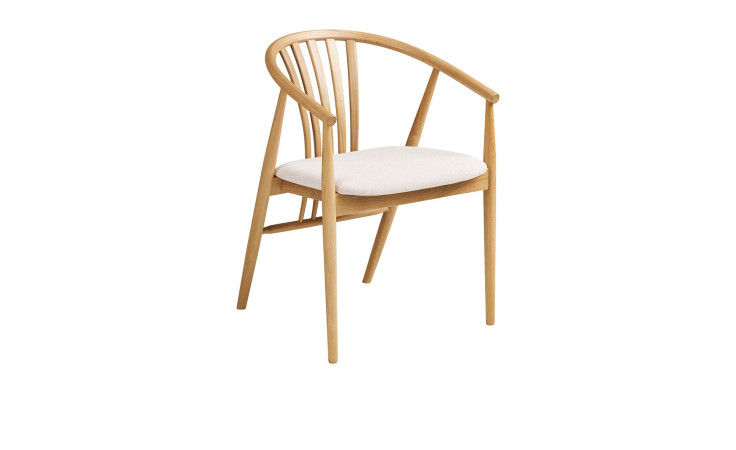 Esszimmerstuhl Nilla von House Nordic mit Eichengestell und Stoffsitz in beige