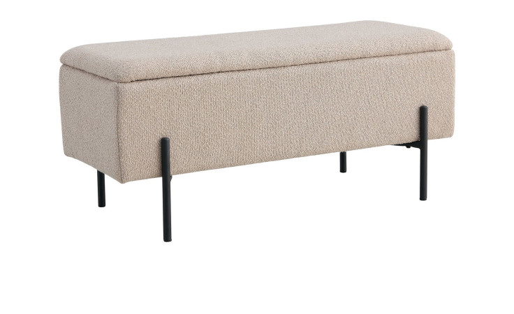 Bank Nilla von House Nordic in Beige mit schwarzen Beinen, klappbar mit Stauraum