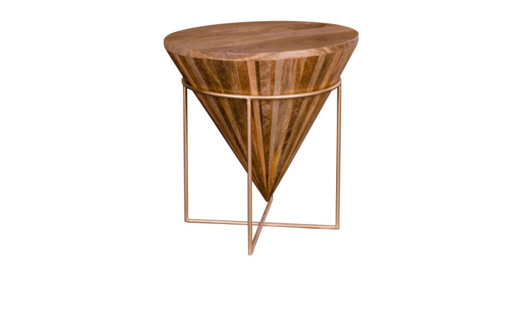 Beistelltisch Nilla von House Nordic, aus Mangoholz mit messingfarbenen Gestell